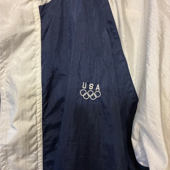 Vintage JC Penny USA Olympics windbreaker Track suit men Sz M Navy Blue/White - Picture 3 of 9